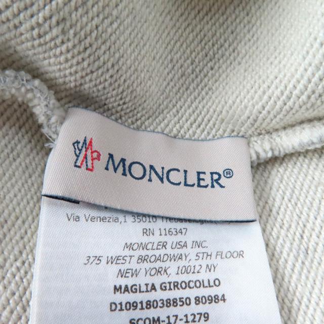 美品★MONCLER モンクレール コットン100% ロゴ刺繍入り クルーネック 長袖 トレーナー スウェット トップス グレー L メンズ_4