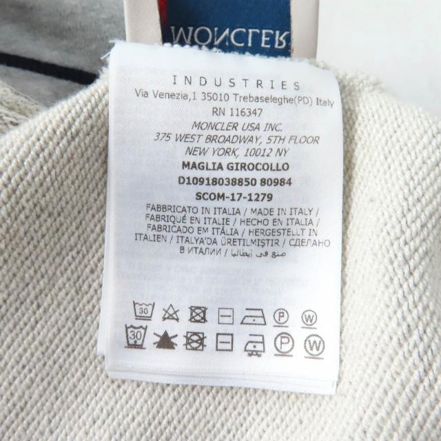 美品★MONCLER モンクレール コットン100% ロゴ刺繍入り クルーネック 長袖 トレーナー スウェット トップス グレー L メンズ_6
