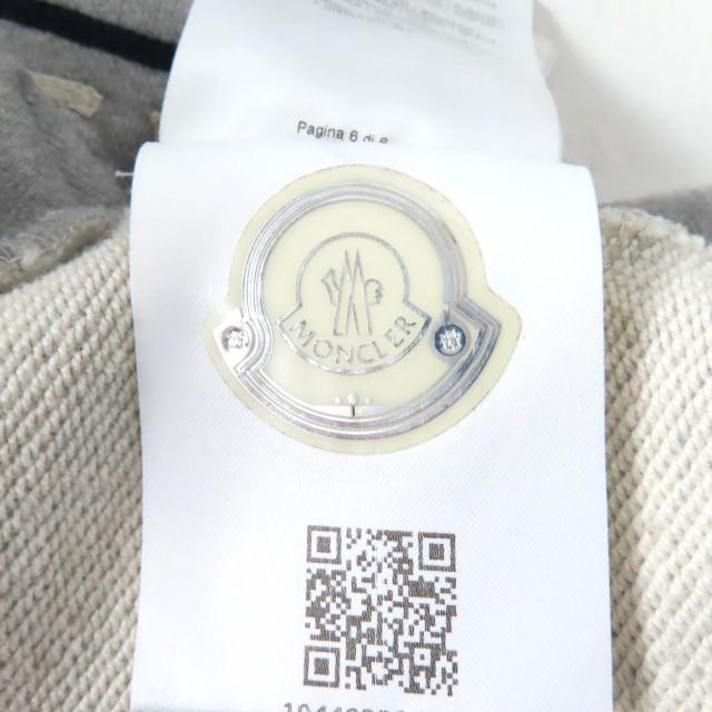 美品★MONCLER モンクレール コットン100% ロゴ刺繍入り クルーネック 長袖 トレーナー スウェット トップス グレー L メンズ_8