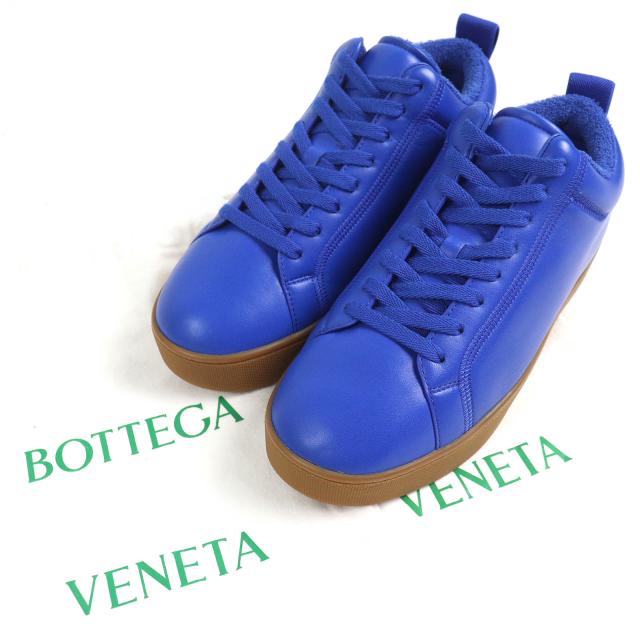 未使用品△BOTTEGAVENETA ボッテガヴェネタ 651427 QUILT キルト レザー ローカットスニーカー ブルー 40 保存袋付き イタリア製 メンズ_1