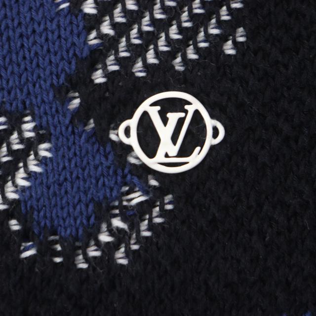 美品▼LOUIS VUITTON ルイヴィトン 20SS カモピケジャガード クルーネック ニットセーター ネイビー マルチ S イタリア製 正規品 メンズ_3
