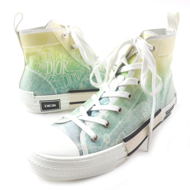 未使用品▼DIOR SHAWN STUSSY ディオールオム ショーンストゥーシー B23 オブリークプリント メッシュ ハイカットスニーカー グリーン 41