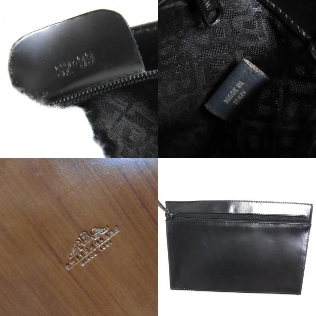 極美品△BARRIE バリー ポーチ付き 内側ロゴ総柄 ウッド使い