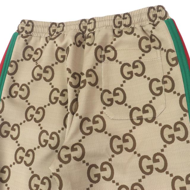 美品▼GUCCI グッチ 22SS 715192 Jumbo GG Jogging Pant ジャンボGG ウェブストライプ ジョギングパンツ ブラウン系 L 正規品 メンズ_3