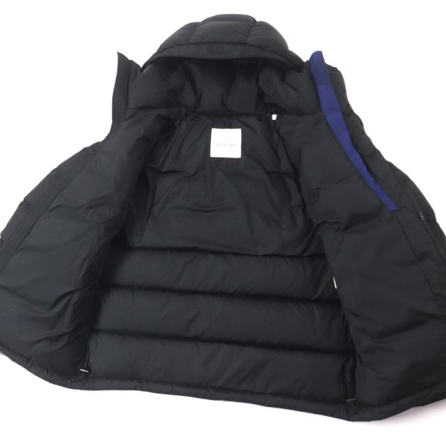 美品▼MONCLER モンクレール 19-20AW LAVEDA ラヴェダ フード・ラバーワッペン付き WZIPUP ダウンジャケット ブラック 1 正規品 メンズ