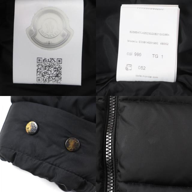 美品▼MONCLER モンクレール 19-20AW LAVEDA ラヴェダ フード・ラバーワッペン付き WZIPUP ダウンジャケット ブラック 1 正規品 メンズ