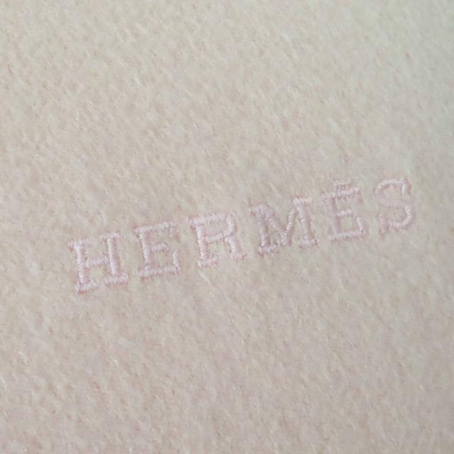 良品◎HERMES エルメス カシミヤ100％ ロゴ刺繍入り 超大判 ショール