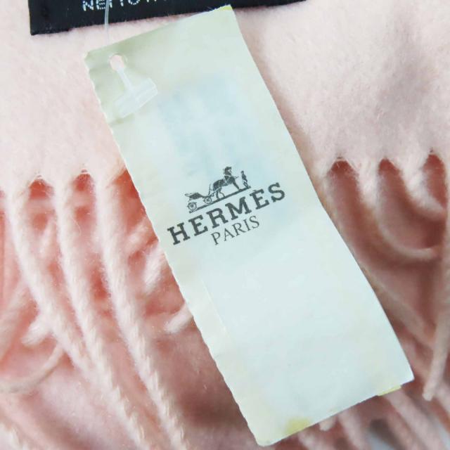 良品◎HERMES エルメス カシミヤ100％ ロゴ刺繍入り 超大判 ショール  