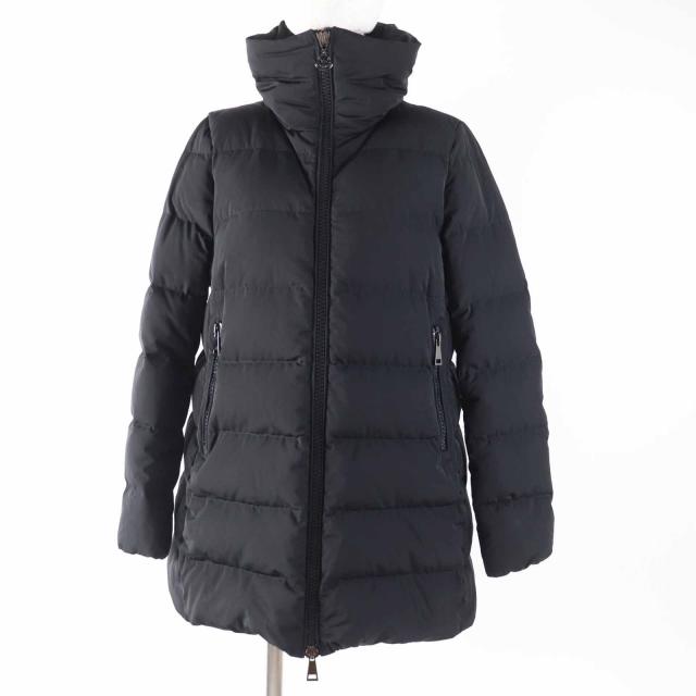 美品◎MONCLER モンクレール PETREA ペトレア スタンドカラー ダウンコート ダウンジャケット ブラック 1 正規品 レディース
