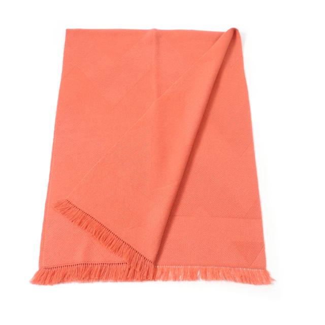 未使用品★HERMES エルメス グランド シェブロン カシミヤ100％ Rose Blush レザーロゴパッチ・フリンジ付 ストール マフラー 箱付き_2