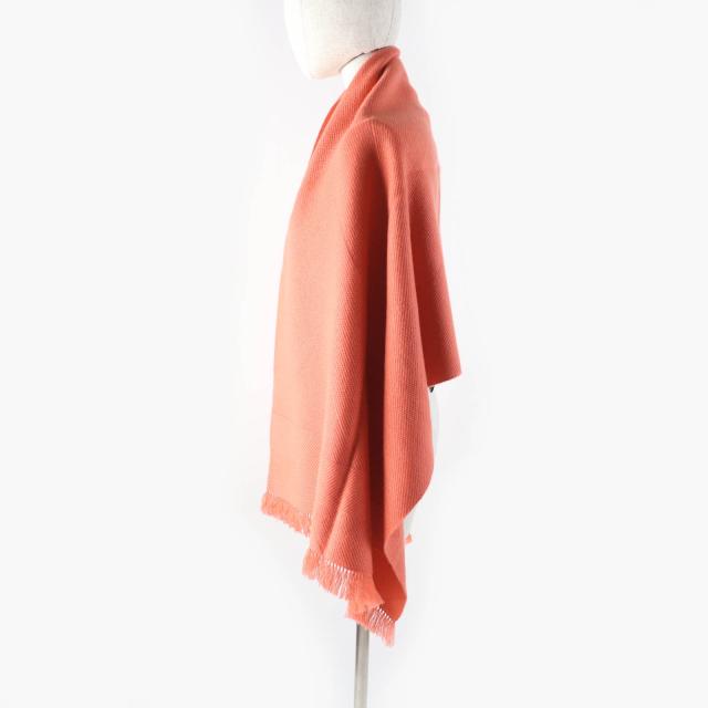 未使用品★HERMES エルメス グランド シェブロン カシミヤ100％ Rose Blush レザーロゴパッチ・フリンジ付 ストール マフラー 箱付き_4