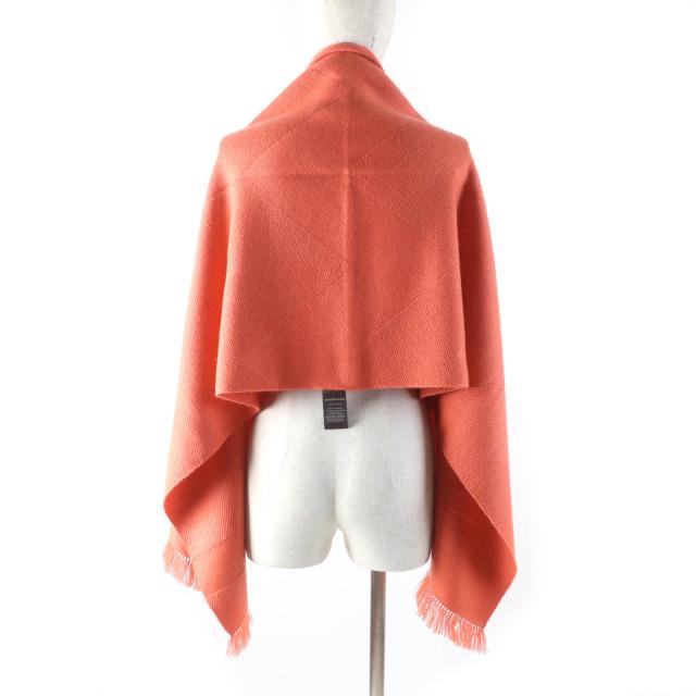 未使用品★HERMES エルメス グランド シェブロン カシミヤ100％ Rose Blush レザーロゴパッチ・フリンジ付 ストール マフラー 箱付き_5