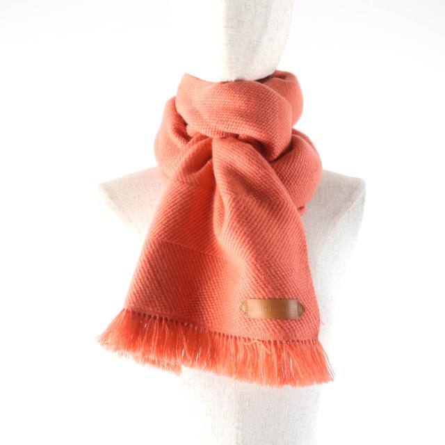 未使用品★HERMES エルメス グランド シェブロン カシミヤ100％ Rose Blush レザーロゴパッチ・フリンジ付 ストール マフラー 箱付き_6
