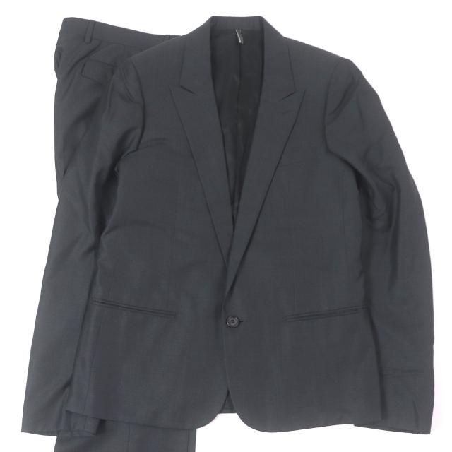 極美品□Dior HOMME ディオールオム 7E3170080214 ウール シルク 07SS エディ期 ピークドラペル シングルスーツ セットアップ グレー 48