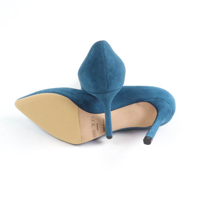 ジミーチュウJIMMY CHOOポインテッドトゥスウェードレザーパンプス青36