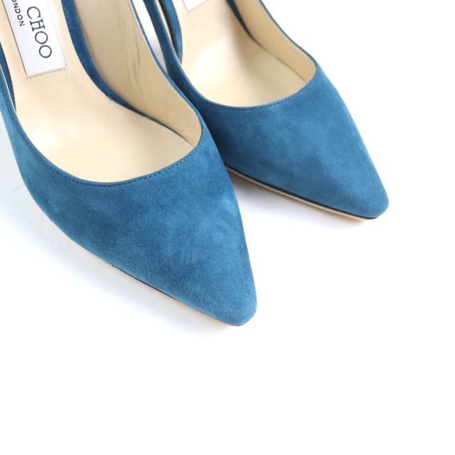 ジミーチュウJIMMY CHOOポインテッドトゥスウェードレザーパンプス青36