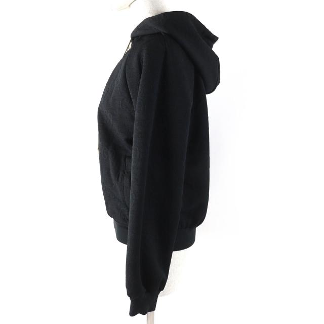 極美品△GUCCI グッチ 661783 GGエンボス GGロゴジャージージャカード ジップアップ フーディー オーバーサイズ パーカー 黒 XS 正規品_1