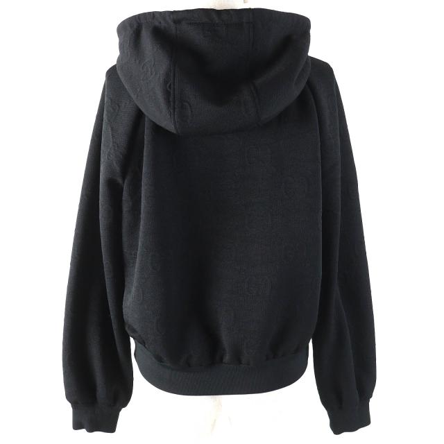 極美品△GUCCI グッチ 661783 GGエンボス GGロゴジャージージャカード ジップアップ フーディー オーバーサイズ パーカー 黒 XS 正規品_2