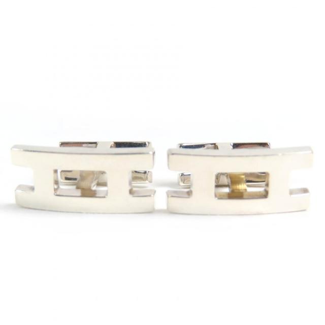 良品△HERMES エルメス Hロゴ カフスボタン カフリンクス 紳士小物