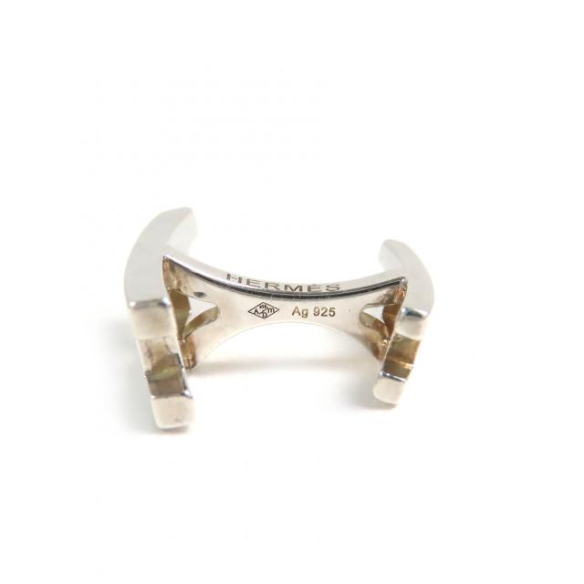 良品△HERMES エルメス Hロゴ カフスボタン カフリンクス 紳士小物