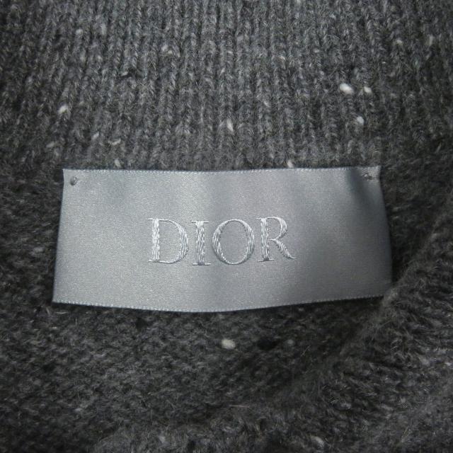 極美品□DIOR ディオール オム 243M830AT449 カシミヤ100％ スズラン ロゴワッペン セーター ニット グレー M イタリア製 正規品 メンズ