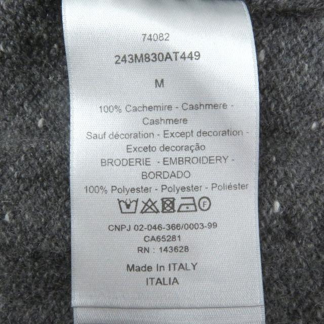 極美品□DIOR ディオール オム 243M830AT449 カシミヤ100％ スズラン ロゴワッペン セーター ニット グレー M イタリア製 正規品 メンズ