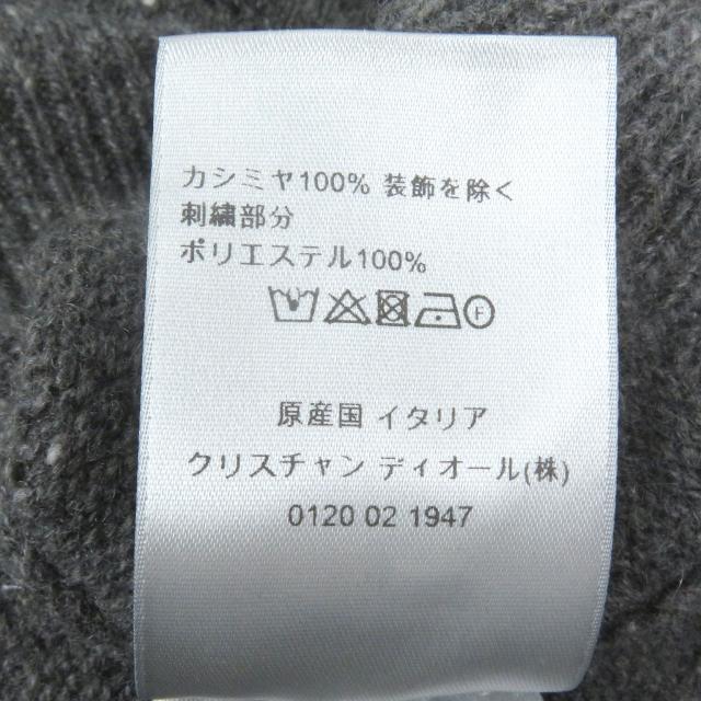 極美品□DIOR ディオール オム 243M830AT449 カシミヤ100％ スズラン ロゴワッペン セーター ニット グレー M イタリア製 正規品 メンズ