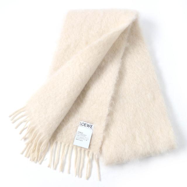 LOEWE ロエベ アナグラム ホワイト モヘア＆ウール マフラー
