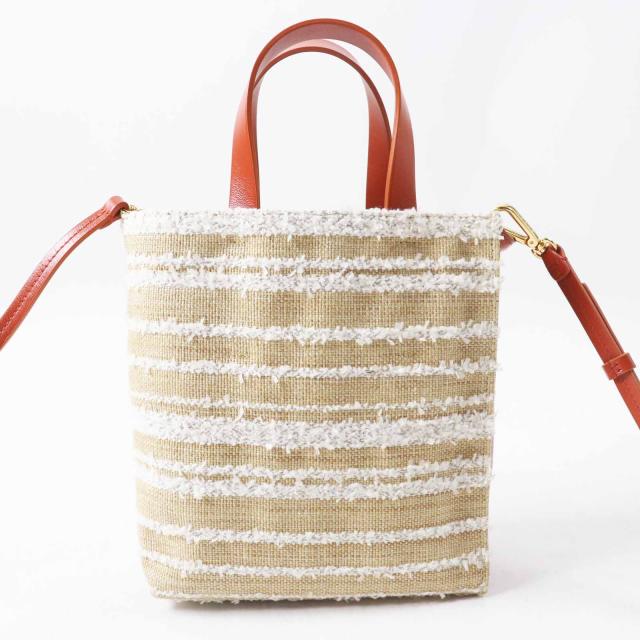 極美品◎MARNI マルニ MUSEO MINI ミュゼオ ミニ キャンバス レザー 2WAY ハンド／ショルダーバッグ マルチ イタリア製 レディース