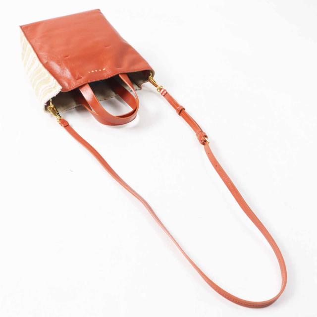 極美品◎MARNI マルニ MUSEO MINI ミュゼオ ミニ キャンバス レザー 2WAY ハンド／ショルダーバッグ マルチ イタリア製 レディース