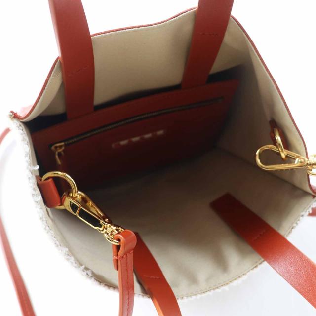 極美品◎MARNI マルニ MUSEO MINI ミュゼオ ミニ キャンバス レザー 2WAY ハンド／ショルダーバッグ マルチ イタリア製 レディース