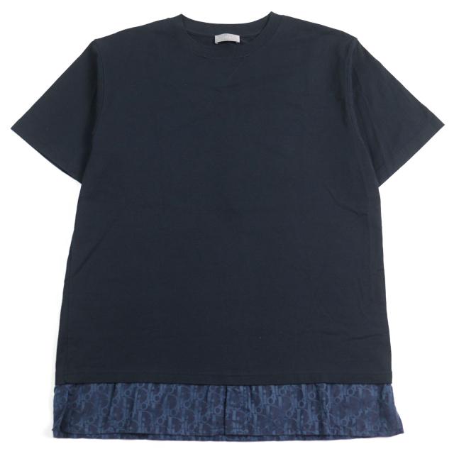 極美品○DIOR ディオール オム 21SS 113J632A0677 OBLIQUE LAYERED OVER TEE オブリークシャツレイヤード 半袖Ｔシャツ M 正規品 メンズ