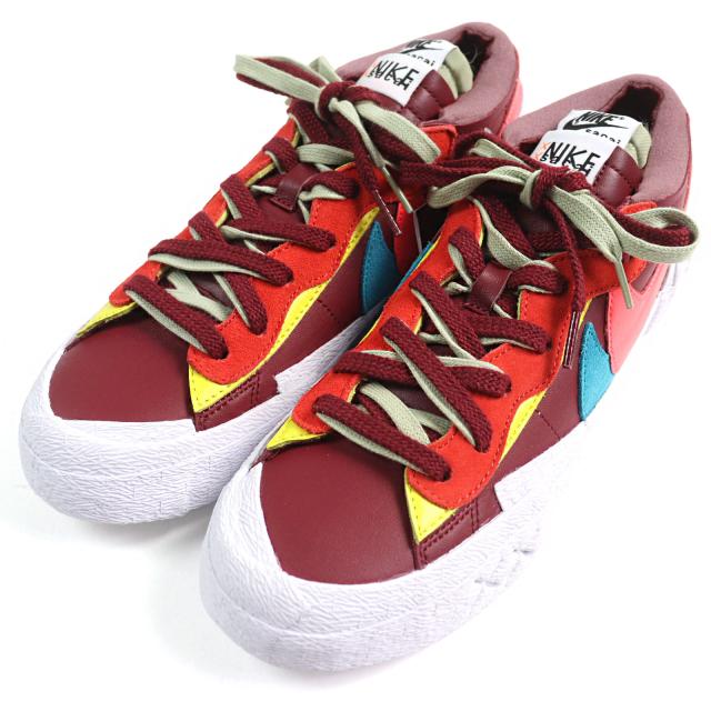 未使用品○NIKE KAWS SACAI ナイキ カウズ サカイ DM7901 600 BLAZER LOW トリプルネームタグ XXモチーフ刻印 レザー スニーカー 27