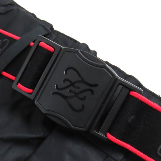 未使用品△FENDI フェンディ 2021年製 FB0741 AHV5 コットン100% ロゴバックル ベルトデザイン イージー パンツ ブラック 50 伊製 正規品_5