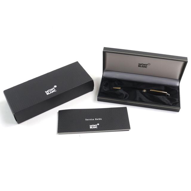 良品○MONTBLANC モンブラン マイスターシュテュック Pix ロゴ刻印 ホワイトスター ツイスト式 ボールペン ブラック ゴールド 筆記確認済 ボールペン