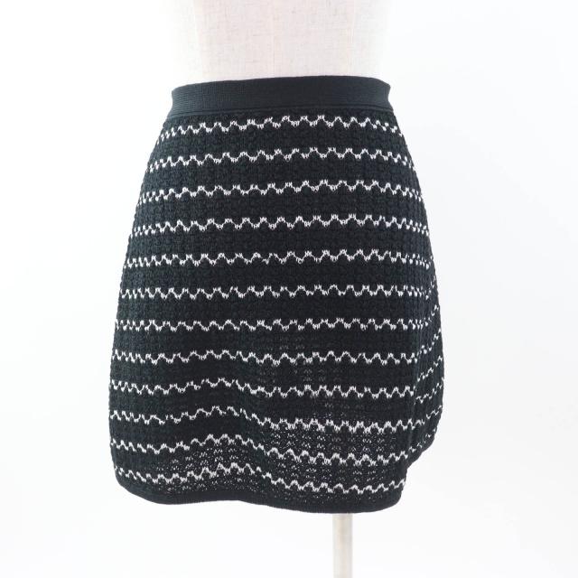 美品★CHANEL シャネル P49277 ココマークボタン付 台形 ラップスカート ミニスカート ブラック ホワイト 34 イタリア製 レディース_3