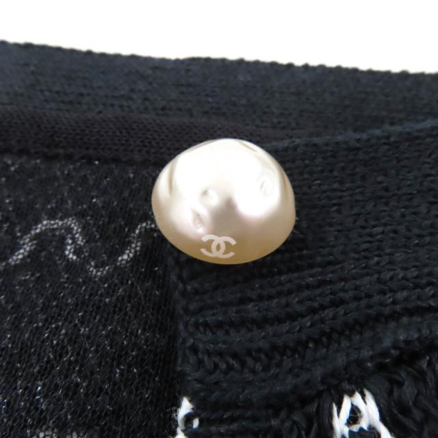 美品★CHANEL シャネル P49277 ココマークボタン付 台形 ラップスカート ミニスカート ブラック ホワイト 34 イタリア製 レディース_5