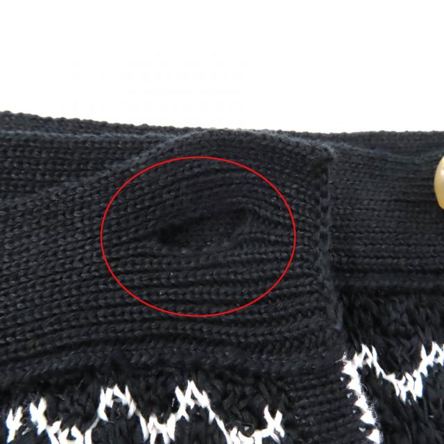 美品★CHANEL シャネル P49277 ココマークボタン付 台形 ラップスカート ミニスカート ブラック ホワイト 34 イタリア製 レディース_8