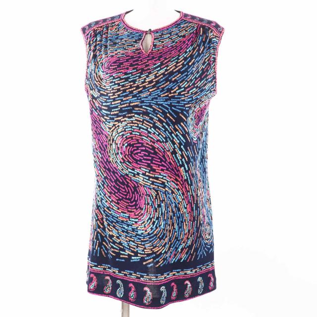 極美品 LEONARD FASHION レオナール ファッション 0339831 ペイズリー柄 フレンチスリーブ チュニック／トップス マルチ40 日本製 正規品