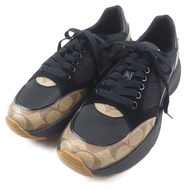 未使用品▼COACH コーチ FG4591 TECH RUNNER テック ランナー シグネチャー レザー ローカットスニーカー ブラック 26 箱付き メンズ