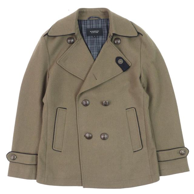 美品△BURBERRY BLACK LABEL バーバリーブラックレーベル 裏地チェック エポレット ロゴメタルボタン ダブルブレストジャケット M 正規品