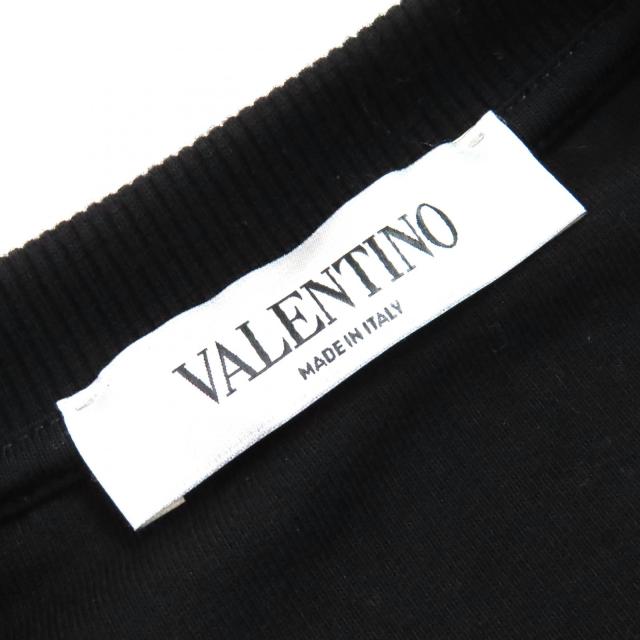 極美品△VALENTINO ヴァレンティノ コットン100％ ロゴ刺繍 ビーズ装飾 クルーネック 長袖 トレーナー スウェット ブラック XS 正規品_5