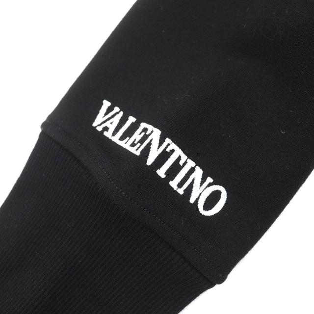 極美品△VALENTINO ヴァレンティノ コットン100％ ロゴ刺繍 ビーズ装飾 クルーネック 長袖 トレーナー スウェット ブラック XS 正規品_4