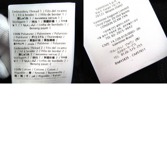 極美品△VALENTINO ヴァレンティノ コットン100％ ロゴ刺繍 ビーズ装飾 クルーネック 長袖 トレーナー スウェット ブラック XS 正規品_9