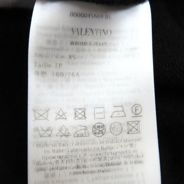 極美品△VALENTINO ヴァレンティノ コットン100％ ロゴ刺繍 ビーズ装飾 クルーネック 長袖 トレーナー スウェット ブラック XS 正規品_6