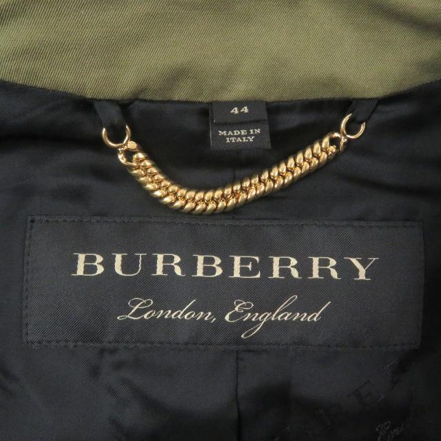極美品□BURBERRY バーバリー 4551350 コットン100% ロゴボタン トレンチコート カーキ 44 ガーメント付き イタリア製 正規品 メンズ