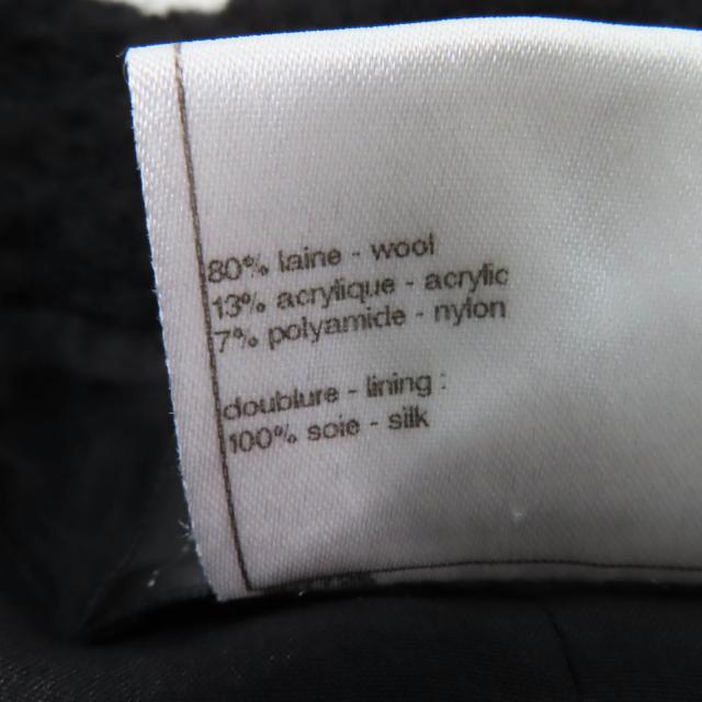 極美品☆CHANEL シャネル P46625V28631 ウール ココマークボタン付 ツイード コート ブラック 34 フランス製 正規品 レディース_7