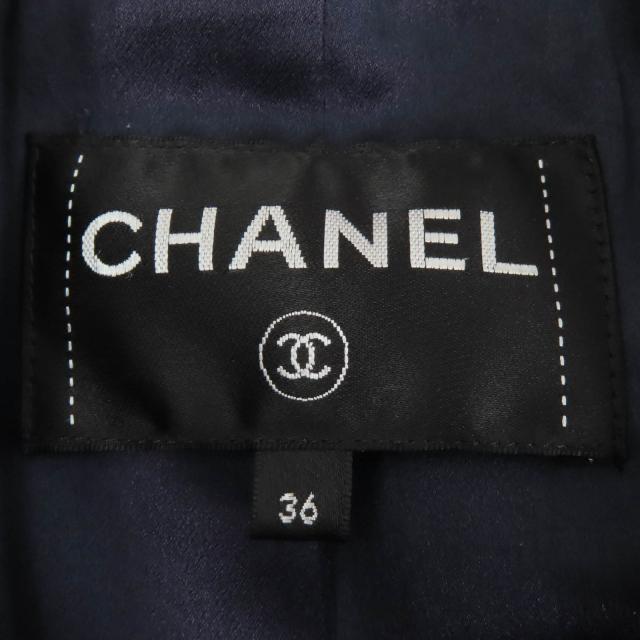 極美品☆CHANEL シャネル P59081V39106 ウール 六角ココボタン ジグザグ柄 コート ブラック ホワイト 36 フランス製 正規品 レディース_6