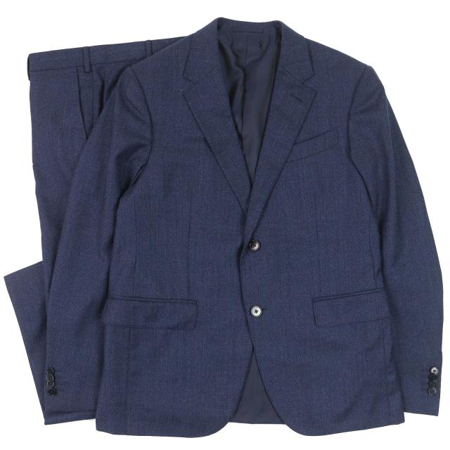 美品△Ermenegildo Zegna エルメネジルドゼニア TROFEO ウール カシミヤ シングルスーツ セットアップ ネイビー 7-50C イタリア製 正規品