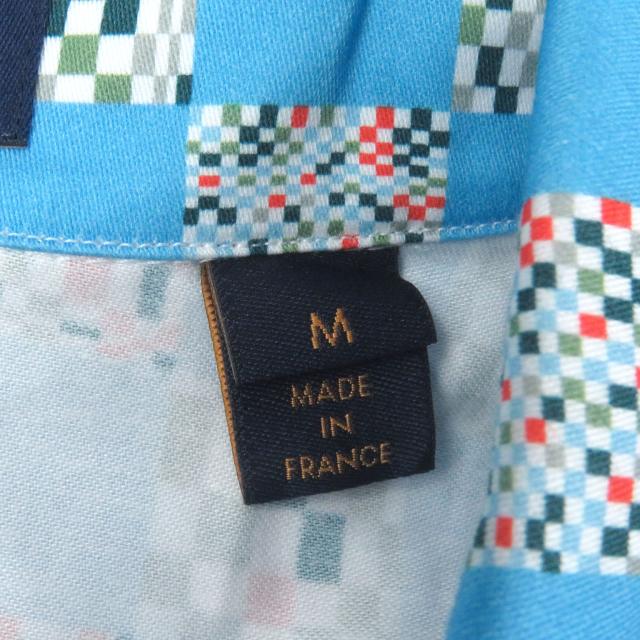 未使用品□LOUIS VUITTON ルイヴィトン 21SS ディストーテッドダミエ 総柄 オープンカラー 半袖シャツ ブルー M フランス製 正規品_5